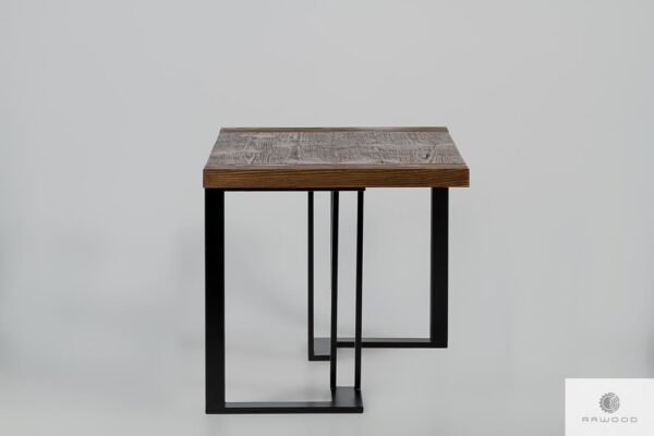 Rustic table with wooden tabletop and metal base SNAKE