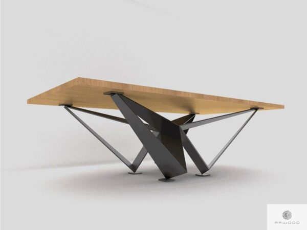 Industrial loft table of oak wood on metal base XAVIER