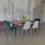 Oak table on metal legs to dining room VITA