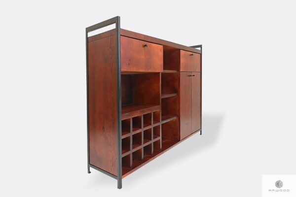Industrial bar cabinet of wood for home