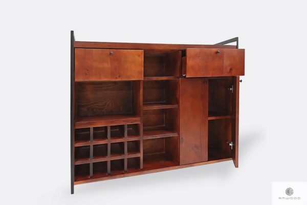 Bar cabinet of solid wood and steel to living room