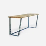 Biurko MERGE dębowe nowoczesne z podstawą w kolorze chrom