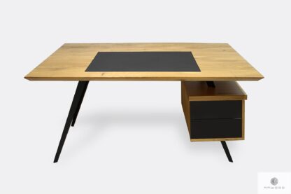 Office desk with wooden tabletop and black insert with container VITA