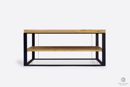 Industrial oak coffee table with shelf of solid wood to living room IBSEN
