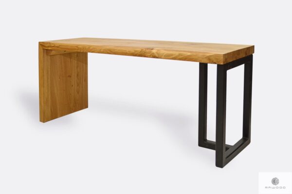 Oak industrial bench of solid wood and steel HUGON I