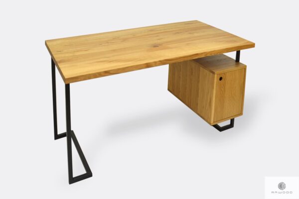 Oak desk with black metal legs to office OLIMPIA