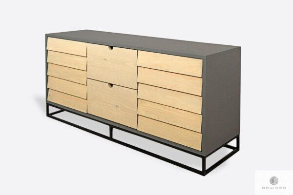 Design wooden chest of drawers with metal legs ADEO I
