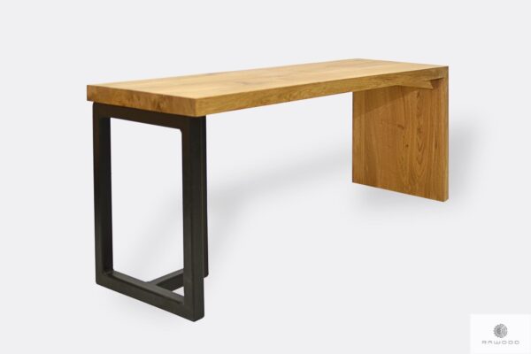 Designer oak bench with metal legs HUGON I