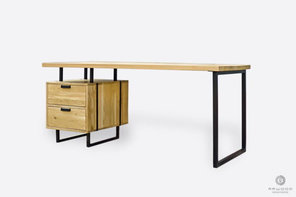 Design office desk of oak wood with metal legs to office HUGON