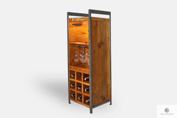 Wooden liquor cabinet with shelves for bottles to living room