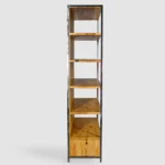 Industrial shelving unit made of solid wood with shelves