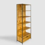 Industrial shelving unit made of solid wood with shelves