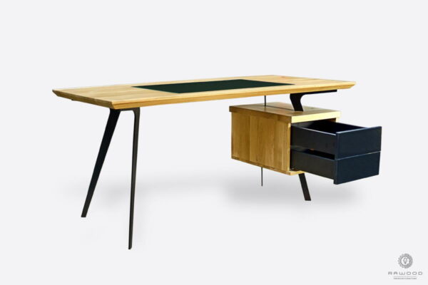 Elegant modern oak custom desk with container and drawers VITA