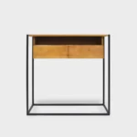 Konsolka loft dębowa -stolik ekspozycyjny na metalowych nogach