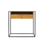 Konsolka loft dębowa -stolik ekspozycyjny na metalowych nogach