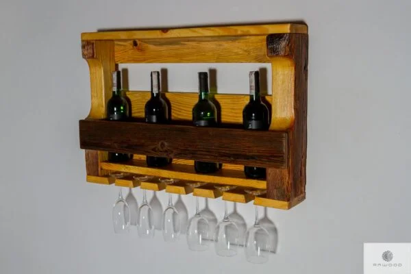 Industrial wine shelf for bottles and glasses for dining room