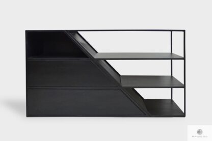 Modern TV cabinet of solid wood and steel ALANO
