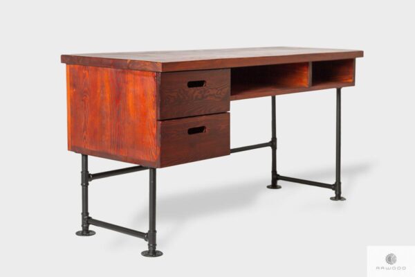 Industrial wooden desk with drawers and shelves to office DENAR