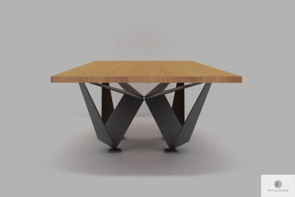 Industrial oak table on metal base to dining room XAVIER
