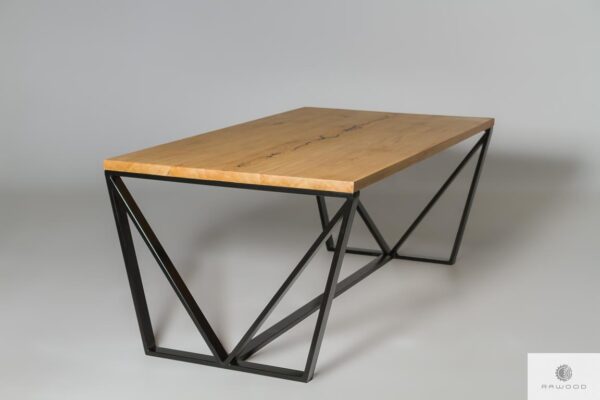 Industrial oak table on metal legs to dining room VICTORIA