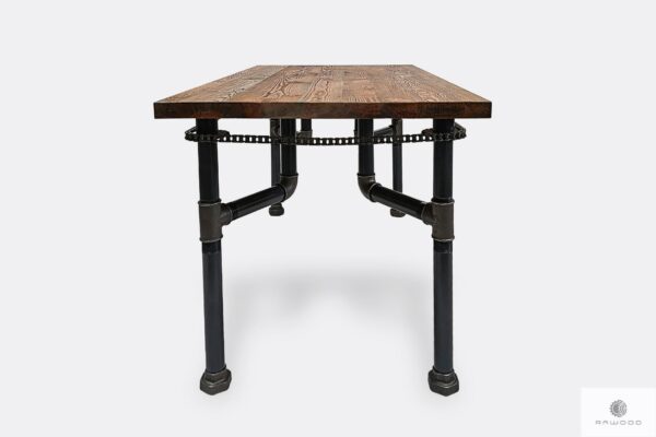 Industrial table with pine tabletop of solid wood VENTUR