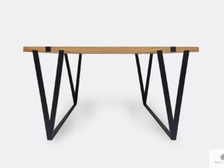 Industrialny stół z dębowego drewna litego na metalowych nogach NERON