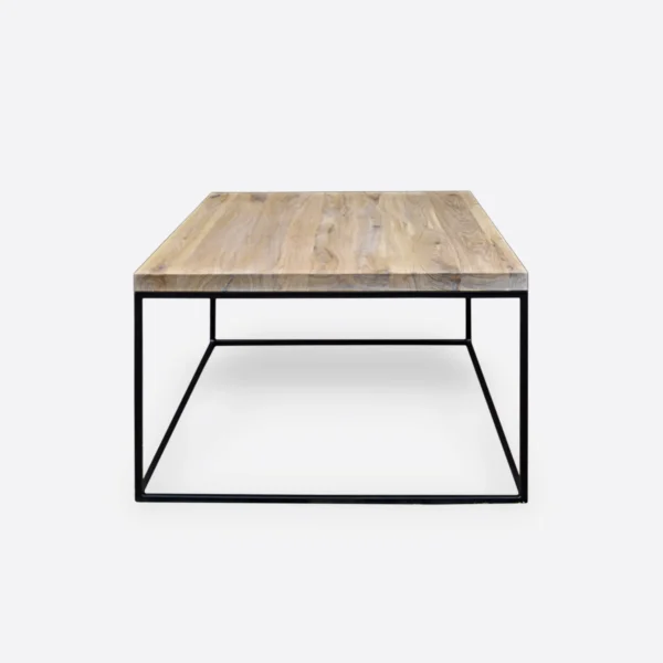 Industrial coffee table with oak top - bleached lacquer