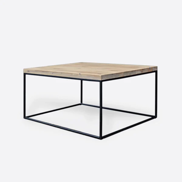 Industrial coffee table with oak top - bleached lacquer