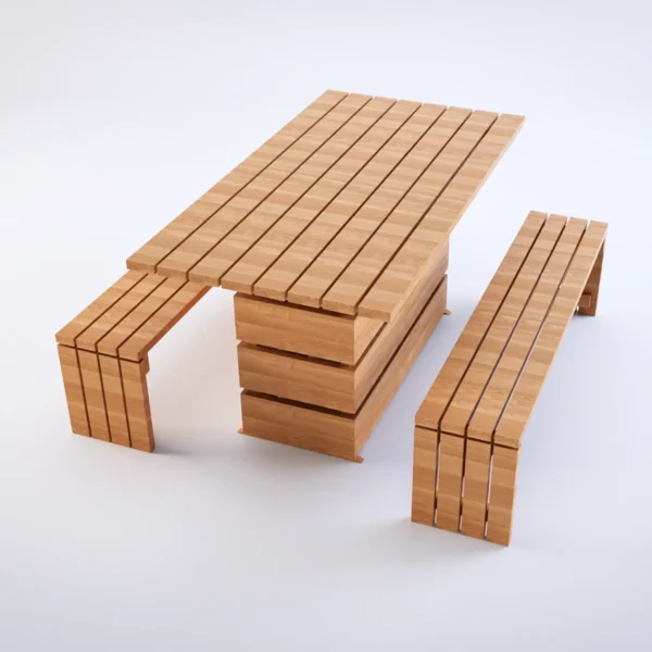 Stół drewniany z ławkami meble ogrodowe GARDEN