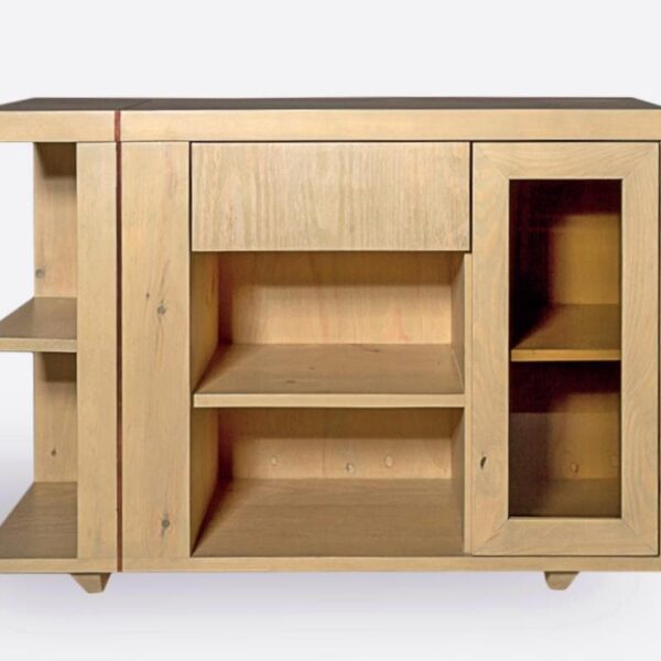 Modern chest of drawers of pine wood and glass COPPER