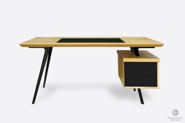Designer oak desk on steel legs to office VITA