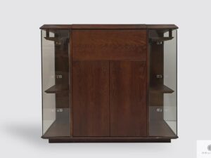 Modern liquor cabinet of solid wood with glasses hangers CARMEN