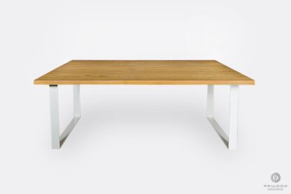 Modern industrial oak table with white metal legs WESTA
