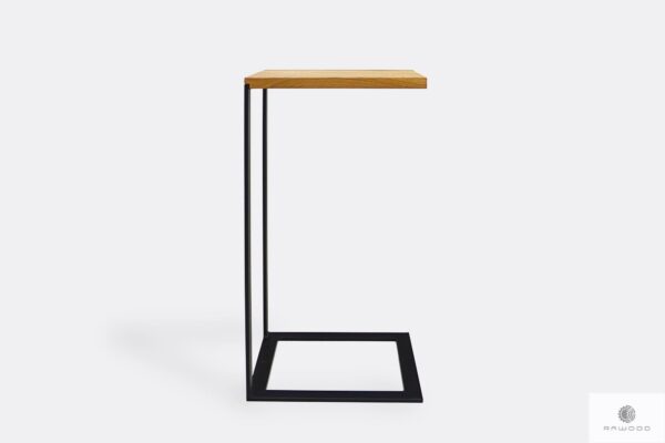 Industrial wooden side table on metal legs IBSEN