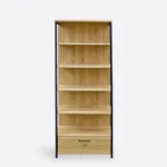 Industrial style bookcase with drawer - material OAK
