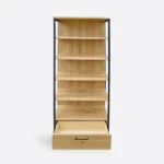 Industrial style bookcase with drawer - material OAK