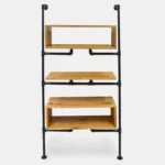 Wall bookcase with oak shelves DENAR