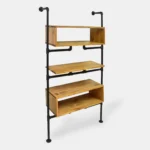 Wall bookcase with oak shelves DENAR