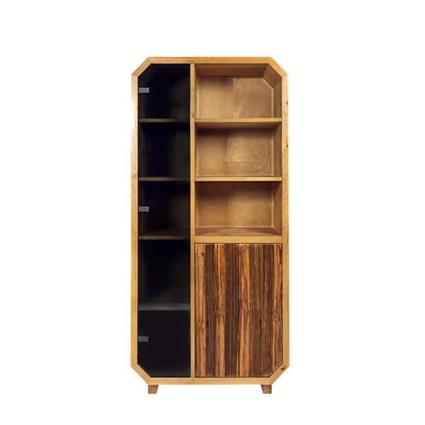 Bookcase, solid wood, post with glass OMNIS