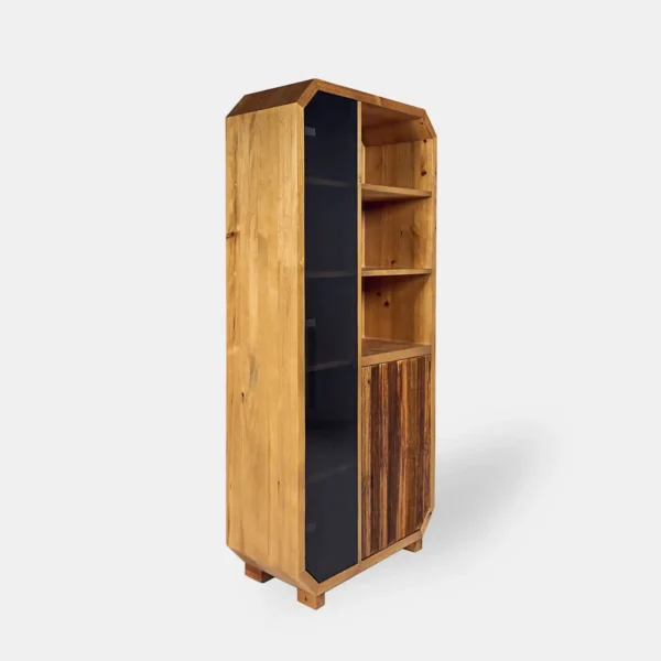 Bookcase, solid wood, post with glass OMNIS