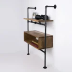 Loft bookcase made of wood and metal DENAR