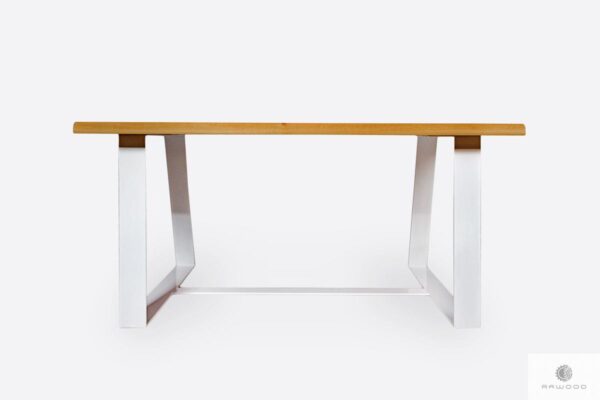 Oak table with white metal legs to dining room MERGE