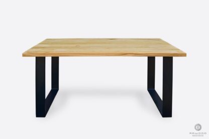 Industrial oak table with black metal legs to dining room WESTA