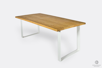 Table with oak table top and white legs to living room WESTA