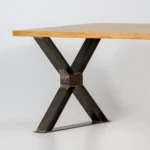 Industrial oak table X legs for dining room BREGON