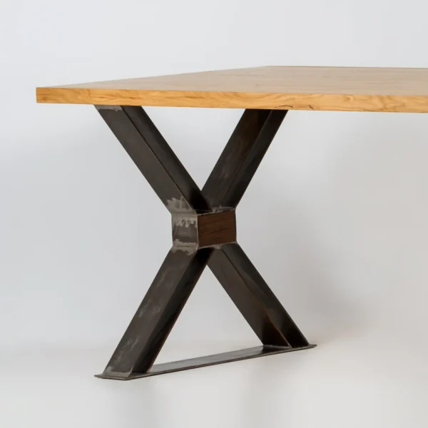 Industrial oak table X legs for dining room BREGON
