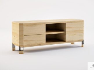 TV console of solid wood with shelves and drawers BRISTOL
