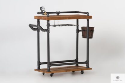 Industrial bar cart of solid wood and steel for size DENAR