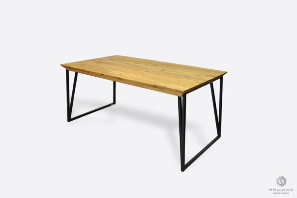 Modern oak table on metal legs to living room ARES