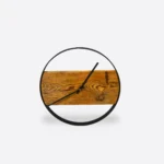 Zegar ścienny z drewna i metalu